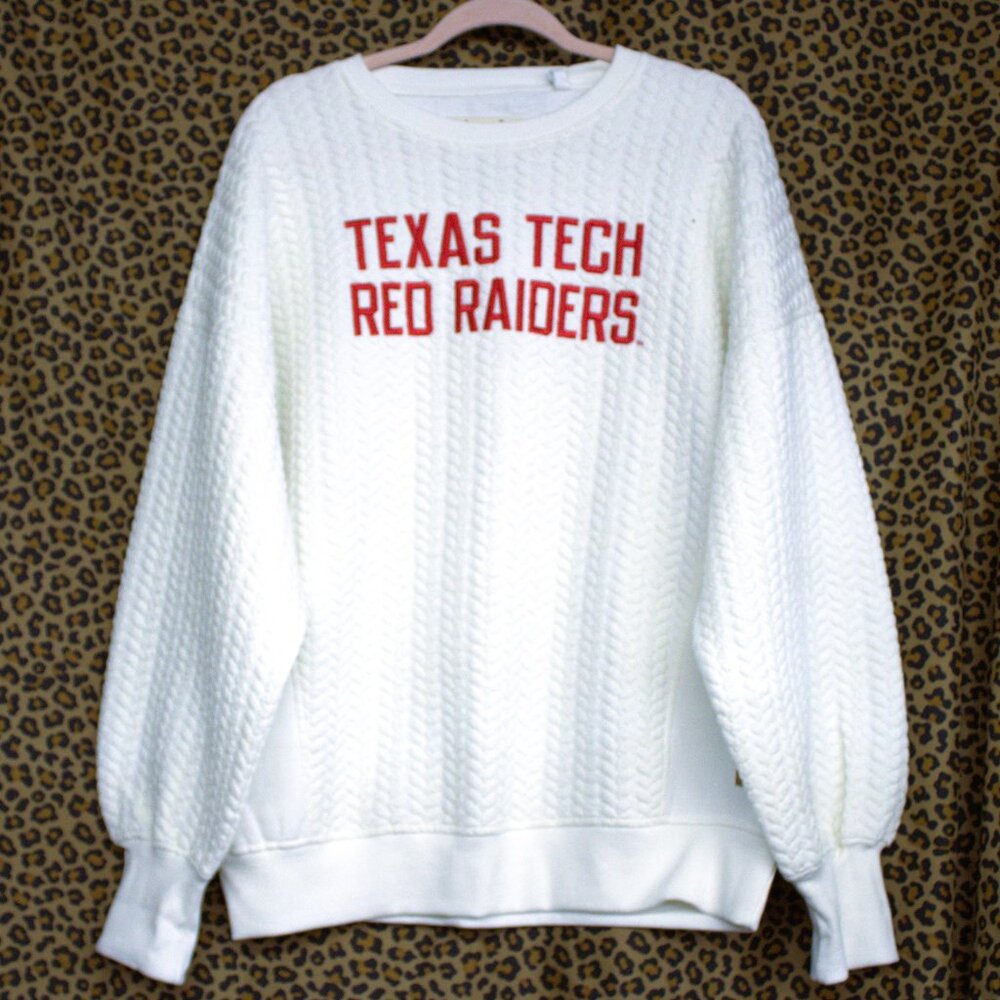 NWT Pressbox USA Texas Tech Balloon Sleeve Sweatshirt – Size L ❤️🖤
